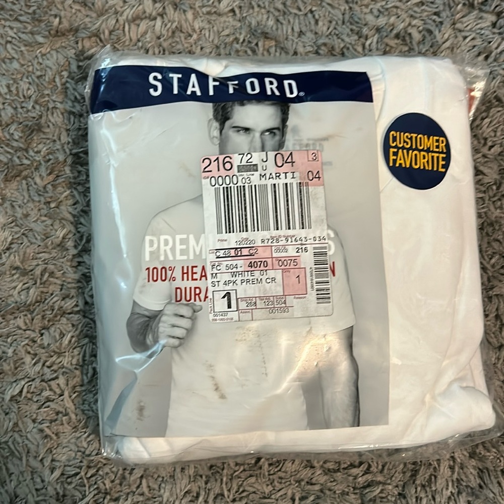 Stafford heavy weight 4 pack crew neck 100% cotton medium